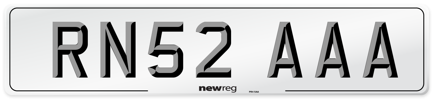 RN52 AAA Number Plate from New Reg
